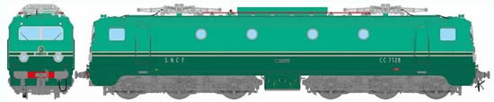 REE Modeles MB-055 - French Electric Locomotive Class CC-7128 of the SNCF ORIGIN Version Southeast û Depot Lyon-Mouche